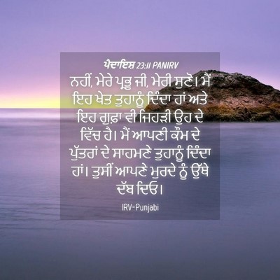 Picture 04 - ਪੈਦਾਇਸ਼ 23:11 PANIRV - ਨਹੀਂ, ਮੇਰੇ ਪ੍ਰਭੂ - Bible Verse Picture