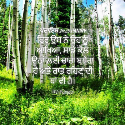 Picture 04 - ਪੈਦਾਇਸ਼ 24:25 PANIRV - ਫਿਰ ਉਸ ਨੇ ਉਹ ਨੂੰ - Bible Verse Picture