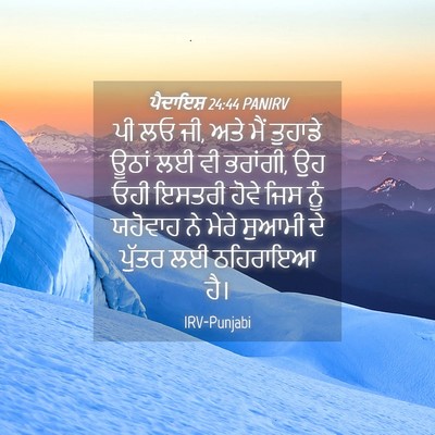 Picture 04 - ਪੈਦਾਇਸ਼ 24:44 PANIRV - ਪੀ ਲਓ ਜੀ, ਅਤੇ ਮੈਂ - Bible Verse Picture