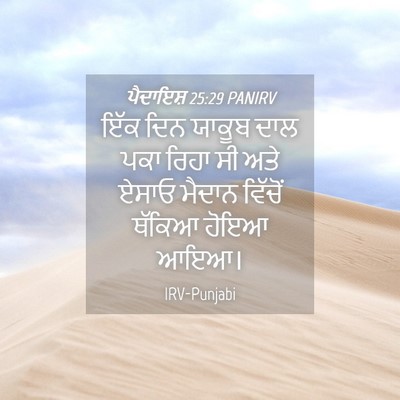 Picture 04 - ਪੈਦਾਇਸ਼ 25:29 PANIRV - ਇੱਕ ਦਿਨ ਯਾਕੂਬ ਦਾਲ - Bible Verse Picture