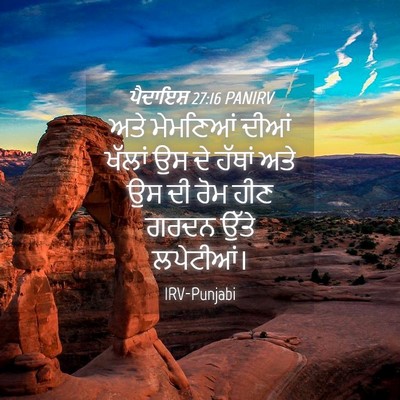 Picture 04 - ਪੈਦਾਇਸ਼ 27:16 PANIRV - ਅਤੇ ਮੇਮਣਿਆਂ ਦੀਆਂ - Bible Verse Picture