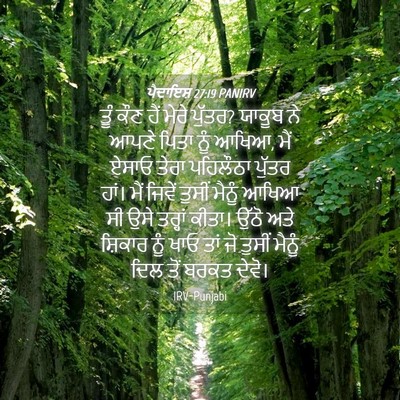 Picture 04 - ਪੈਦਾਇਸ਼ 27:19 PANIRV - ਤੂੰ ਕੌਣ ਹੈਂ ਮੇਰੇ - Bible Verse Picture
