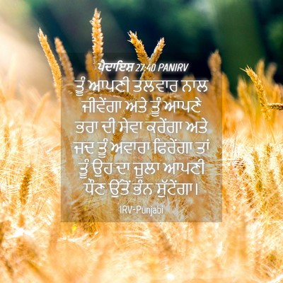 Picture 04 - ਪੈਦਾਇਸ਼ 27:40 PANIRV - ਤੂੰ ਆਪਣੀ ਤਲਵਾਰ ਨਾਲ - Bible Verse Picture