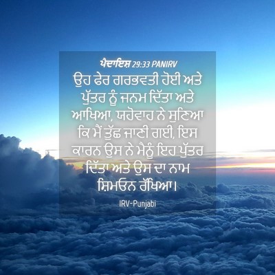 Picture 04 - ਪੈਦਾਇਸ਼ 29:33 PANIRV - ਉਹ ਫੇਰ ਗਰਭਵਤੀ ਹੋਈ - Bible Verse Picture