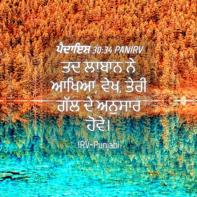 Picture 04 - ਪੈਦਾਇਸ਼ 30:34 PANIRV - ਤਦ ਲਾਬਾਨ ਨੇ ਆਖਿਆ, - Bible Verse Picture