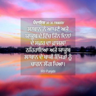 Picture 04 - ਪੈਦਾਇਸ਼ 30:36 PANIRV - ਲਾਬਾਨ ਨੇ ਆਪਣੇ ਅਤੇ - Bible Verse Picture