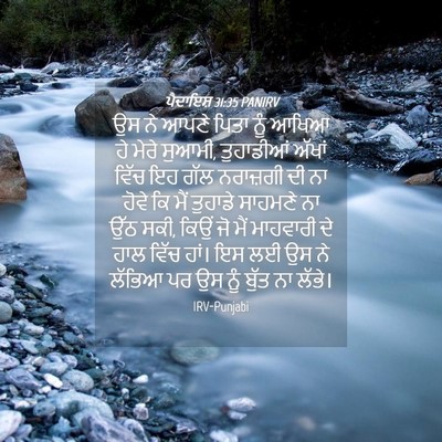 Picture 04 - ਪੈਦਾਇਸ਼ 31:35 PANIRV - ਉਸ ਨੇ ਆਪਣੇ ਪਿਤਾ ਨੂੰ - Bible Verse Picture