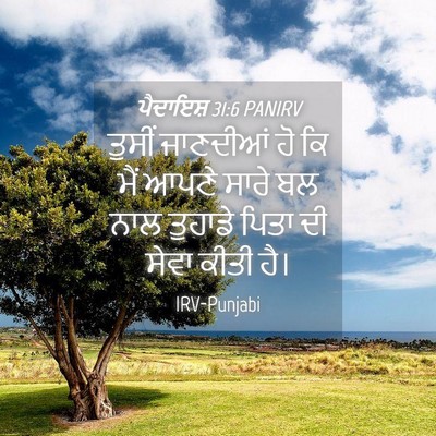 Picture 04 - ਪੈਦਾਇਸ਼ 31:6 PANIRV - ਤੁਸੀਂ ਜਾਣਦੀਆਂ ਹੋ - Bible Verse Picture