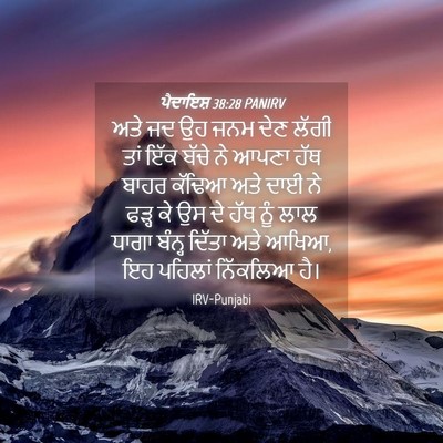 Picture 04 - ਪੈਦਾਇਸ਼ 38:28 PANIRV - ਅਤੇ ਜਦ ਉਹ ਜਨਮ ਦੇਣ - Bible Verse Picture
