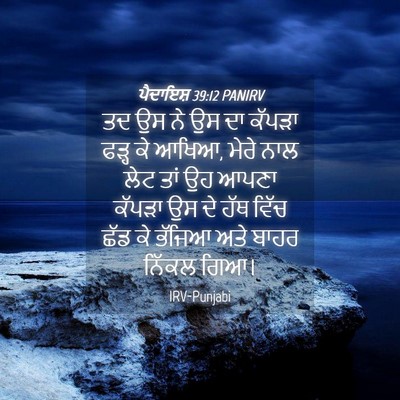 Picture 04 - ਪੈਦਾਇਸ਼ 39:12 PANIRV - ਤਦ ਉਸ ਨੇ ਉਸ ਦਾ - Bible Verse Picture