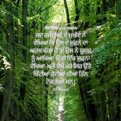 Picture 04 - ਪੈਦਾਇਸ਼ 40:16 PANIRV - ਜਦ ਰਸੋਈਆਂ ਦੇ ਮੁਖੀਏ - Bible Verse Picture