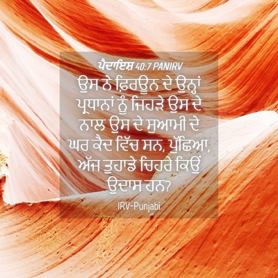 Picture 04 - ਪੈਦਾਇਸ਼ 40:7 PANIRV - ਉਸ ਨੇ ਫ਼ਿਰਊਨ ਦੇ - Bible Verse Picture