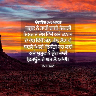 Picture 04 - ਪੈਦਾਇਸ਼ 47:14 PANIRV - ਯੂਸੁਫ਼ ਨੇ ਸਾਰੀ - Bible Verse Picture