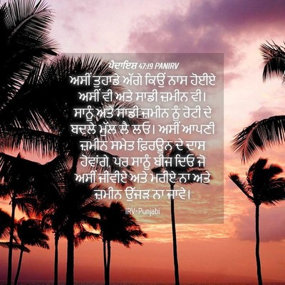 Picture 04 - ਪੈਦਾਇਸ਼ 47:19 PANIRV - ਅਸੀਂ ਤੁਹਾਡੇ ਅੱਗੇ - Bible Verse Picture