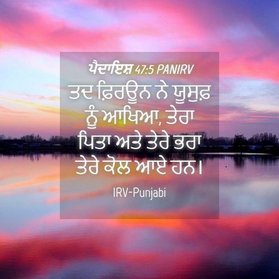 Picture 04 - ਪੈਦਾਇਸ਼ 47:5 PANIRV - ਤਦ ਫ਼ਿਰਊਨ ਨੇ - Bible Verse Picture