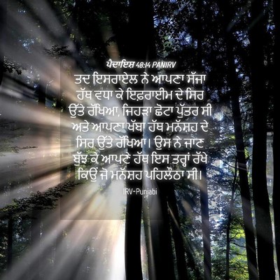 Picture 04 - ਪੈਦਾਇਸ਼ 48:14 PANIRV - ਤਦ ਇਸਰਾਏਲ ਨੇ ਆਪਣਾ - Bible Verse Picture