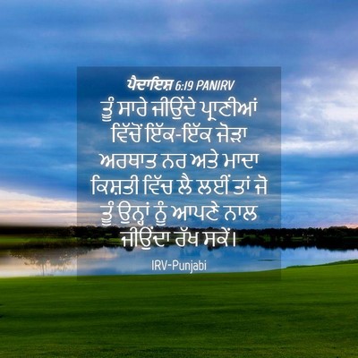 Picture 04 - ਪੈਦਾਇਸ਼ 6:19 PANIRV - ਤੂੰ ਸਾਰੇ ਜੀਉਂਦੇ - Bible Verse Picture