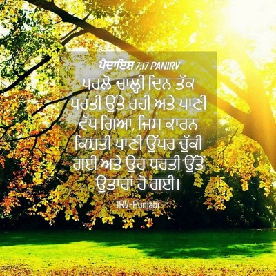Picture 04 - ਪੈਦਾਇਸ਼ 7:17 PANIRV - ਪਰਲੋ ਚਾਲ੍ਹੀ ਦਿਨ - Bible Verse Picture