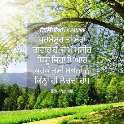 Picture 04 - ਫਿਲਿੱਪੀਆਂ 1:8 PANIRV - ਪਰਮੇਸ਼ੁਰ ਤਾਂ ਮੇਰਾ - Bible Verse Picture