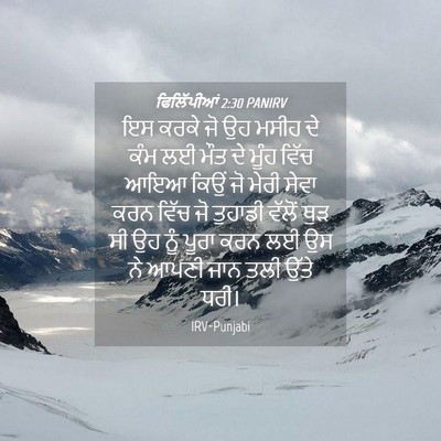Picture 04 - ਫਿਲਿੱਪੀਆਂ 2:30 PANIRV - ਇਸ ਕਰਕੇ ਜੋ ਉਹ ਮਸੀਹ - Bible Verse Picture