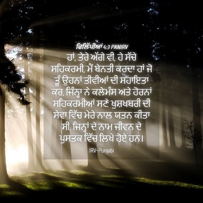 Picture 04 - ਫਿਲਿੱਪੀਆਂ 4:3 PANIRV - ਹਾਂ, ਤੇਰੇ ਅੱਗੇ ਵੀ, - Bible Verse Picture
