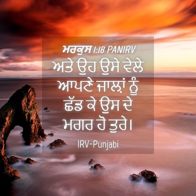 Picture 04 - ਮਰਕੁਸ 1:18 PANIRV - ਅਤੇ ਉਹ ਉਸੇ ਵੇਲੇ - Bible Verse Picture