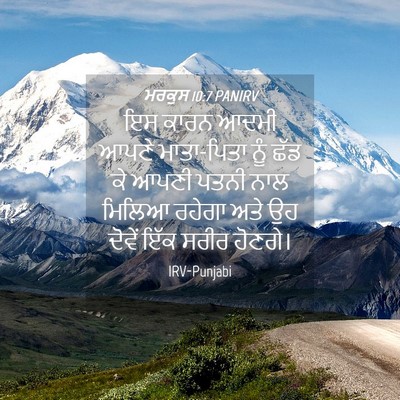 Picture 04 - ਮਰਕੁਸ 10:7 PANIRV - ਇਸ ਕਾਰਨ ਆਦਮੀ ਆਪਣੇ - Bible Verse Picture