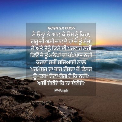 Picture 04 - ਮਰਕੁਸ 12:14 PANIRV - ਸੋ ਉਨ੍ਹਾਂ ਨੇ ਆਣ ਕੇ - Bible Verse Picture