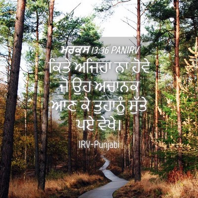 Picture 04 - ਮਰਕੁਸ 13:36 PANIRV - ਕਿਤੇ ਅਜਿਹਾ ਨਾ ਹੋਵੇ - Bible Verse Picture