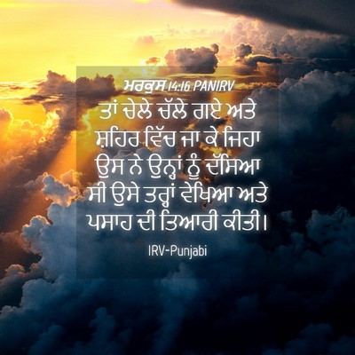 Picture 04 - ਮਰਕੁਸ 14:16 PANIRV - ਤਾਂ ਚੇਲੇ ਚੱਲੇ ਗਏ - Bible Verse Picture