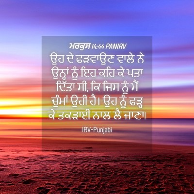 Picture 04 - ਮਰਕੁਸ 14:44 PANIRV - ਉਹ ਦੇ ਫੜਵਾਉਣ ਵਾਲੇ - Bible Verse Picture