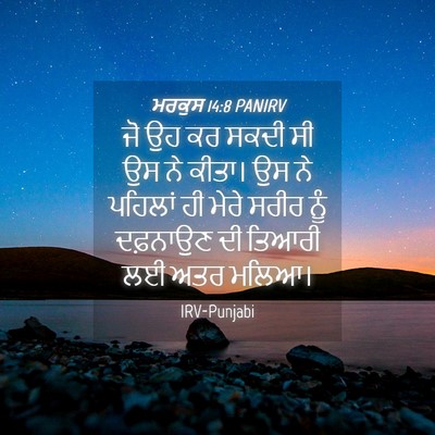 Picture 04 - ਮਰਕੁਸ 14:8 PANIRV - ਜੋ ਉਹ ਕਰ ਸਕਦੀ ਸੀ ਉਸ - Bible Verse Picture