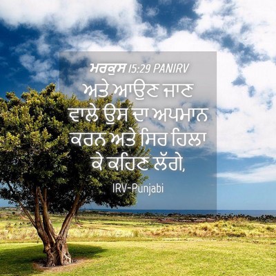 Picture 04 - ਮਰਕੁਸ 15:29 PANIRV - ਅਤੇ ਆਉਣ ਜਾਣ ਵਾਲੇ ਉਸ - Bible Verse Picture