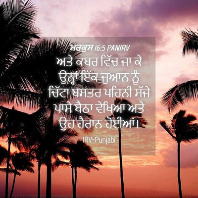 Picture 04 - ਮਰਕੁਸ 16:5 PANIRV - ਅਤੇ ਕਬਰ ਵਿੱਚ ਜਾ ਕੇ - Bible Verse Picture