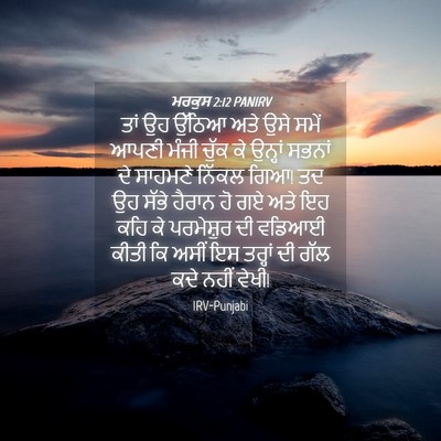 Picture 04 - ਮਰਕੁਸ 2:12 PANIRV - ਤਾਂ ਉਹ ਉੱਠਿਆ ਅਤੇ - Bible Verse Picture