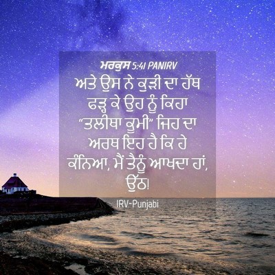 Picture 04 - ਮਰਕੁਸ 5:41 PANIRV - ਅਤੇ ਉਸ ਨੇ ਕੁੜੀ ਦਾ - Bible Verse Picture