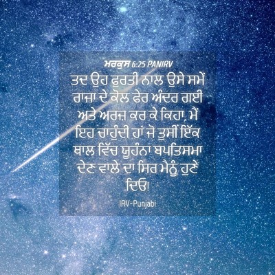 Picture 04 - ਮਰਕੁਸ 6:25 PANIRV - ਤਦ ਉਹ ਫੁਰਤੀ ਨਾਲ ਉਸੇ - Bible Verse Picture