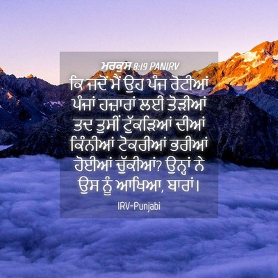 Picture 04 - ਮਰਕੁਸ 8:19 PANIRV - ਕਿ ਜਦੋਂ ਮੈਂ ਉਹ ਪੰਜ - Bible Verse Picture