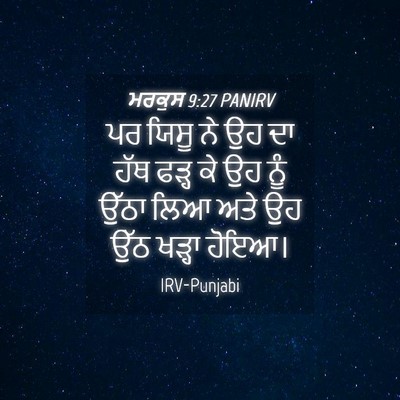 Picture 04 - ਮਰਕੁਸ 9:27 PANIRV - ਪਰ ਯਿਸੂ ਨੇ ਉਹ ਦਾ - Bible Verse Picture