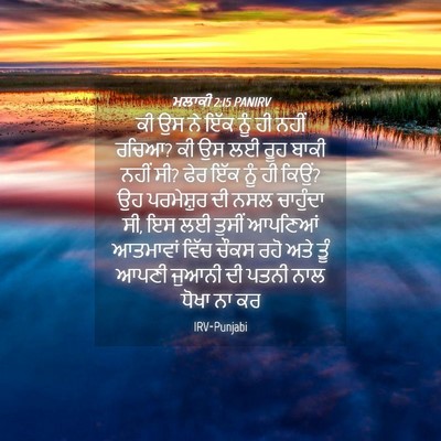 Picture 04 - ਮਲਾਕੀ 2:15 PANIRV - ਕੀ ਉਸ ਨੇ ਇੱਕ ਨੂੰ ਹੀ - Bible Verse Picture