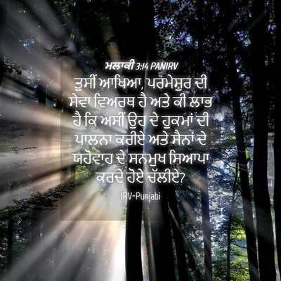 Picture 04 - ਮਲਾਕੀ 3:14 PANIRV - ਤੁਸੀਂ ਆਖਿਆ, - Bible Verse Picture