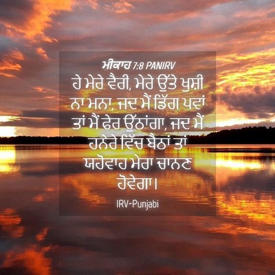 Picture 04 - ਮੀਕਾਹ 7:8 PANIRV - ਹੇ ਮੇਰੇ ਵੈਰੀ, ਮੇਰੇ - Bible Verse Picture