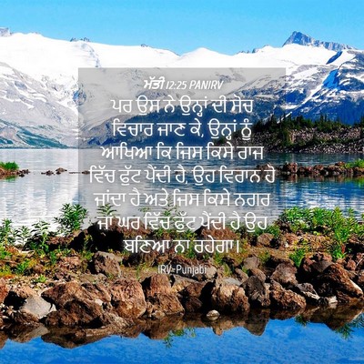 Picture 04 - ਮੱਤੀ 12:25 PANIRV - ਪਰ ਉਸ ਨੇ ਉਨ੍ਹਾਂ ਦੀ - Bible Verse Picture
