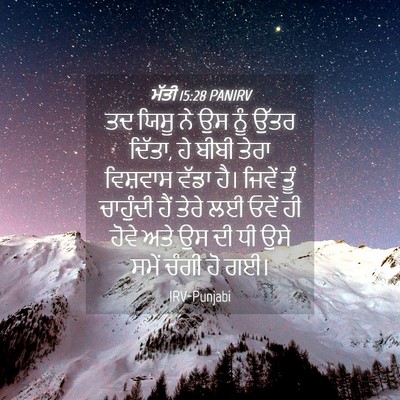 Picture 04 - ਮੱਤੀ 15:28 PANIRV - ਤਦ ਯਿਸੂ ਨੇ ਉਸ ਨੂੰ - Bible Verse Picture