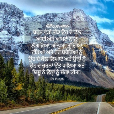 Picture 04 - ਮੱਤੀ 15:30 PANIRV - ਬਹੁਤ ਵੱਡੀ ਭੀੜ ਉਹ ਦੇ - Bible Verse Picture