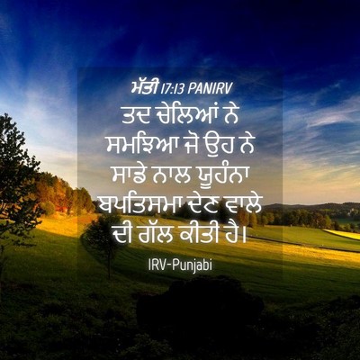 Picture 04 - ਮੱਤੀ 17:13 PANIRV - ਤਦ ਚੇਲਿਆਂ ਨੇ ਸਮਝਿਆ - Bible Verse Picture