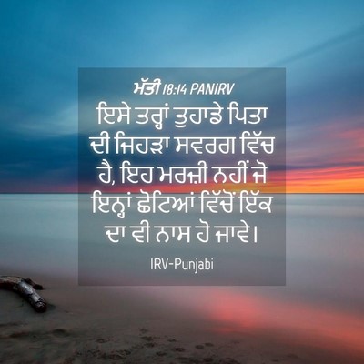 Picture 04 - ਮੱਤੀ 18:14 PANIRV - ਇਸੇ ਤਰ੍ਹਾਂ ਤੁਹਾਡੇ - Bible Verse Picture