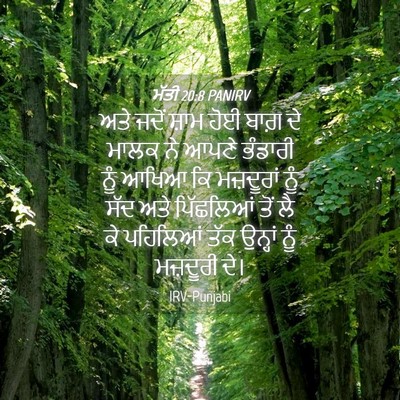 Picture 04 - ਮੱਤੀ 20:8 PANIRV - ਅਤੇ ਜਦੋਂ ਸ਼ਾਮ ਹੋਈ - Bible Verse Picture