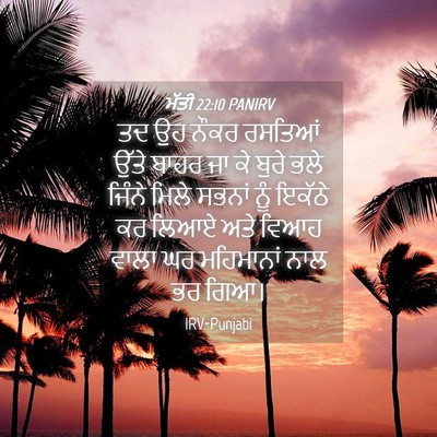 Picture 04 - ਮੱਤੀ 22:10 PANIRV - ਤਦ ਉਹ ਨੌਕਰ ਰਸਤਿਆਂ - Bible Verse Picture