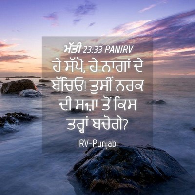 Picture 04 - ਮੱਤੀ 23:33 PANIRV - ਹੇ ਸੱਪੋ, ਹੇ ਨਾਗਾਂ - Bible Verse Picture